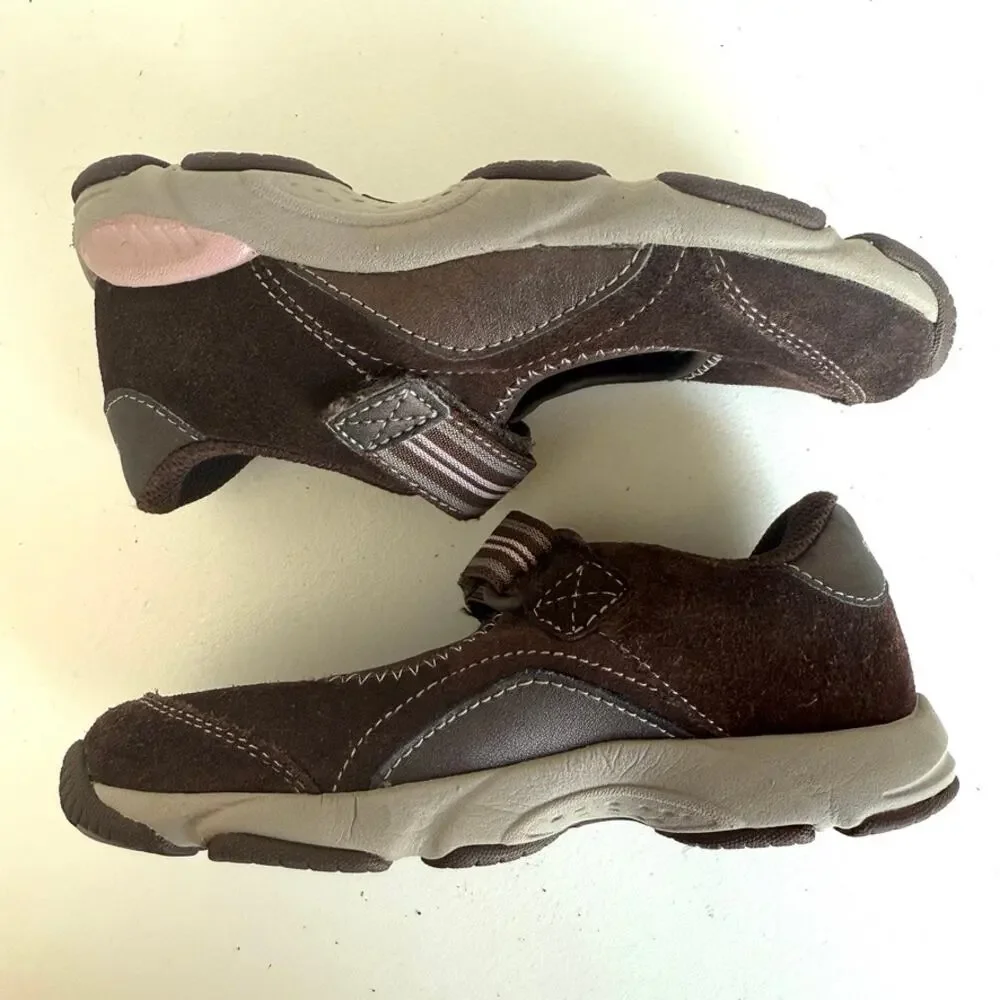 Stride Rite Anita‎ Brown Suede Mary Jane Sneakers Girls Size 11.5M Leather Upper